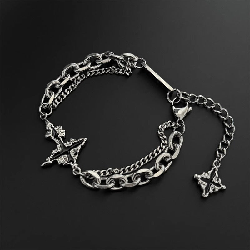 Gelöstes Dark Cross Armband Herren -Titan -Stahl Halskette