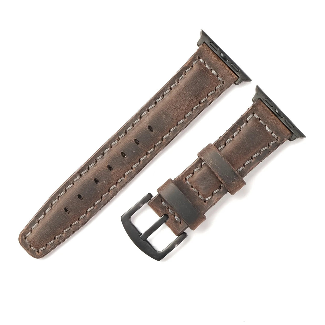 Apple Watch 9 45 MM Handmade Leather Band Strap Dark Brown