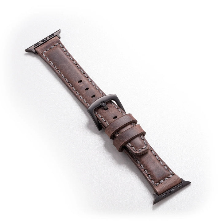 Apple Watch 9 45 mm correa de banda de cuero hecha a mano marrón oscuro