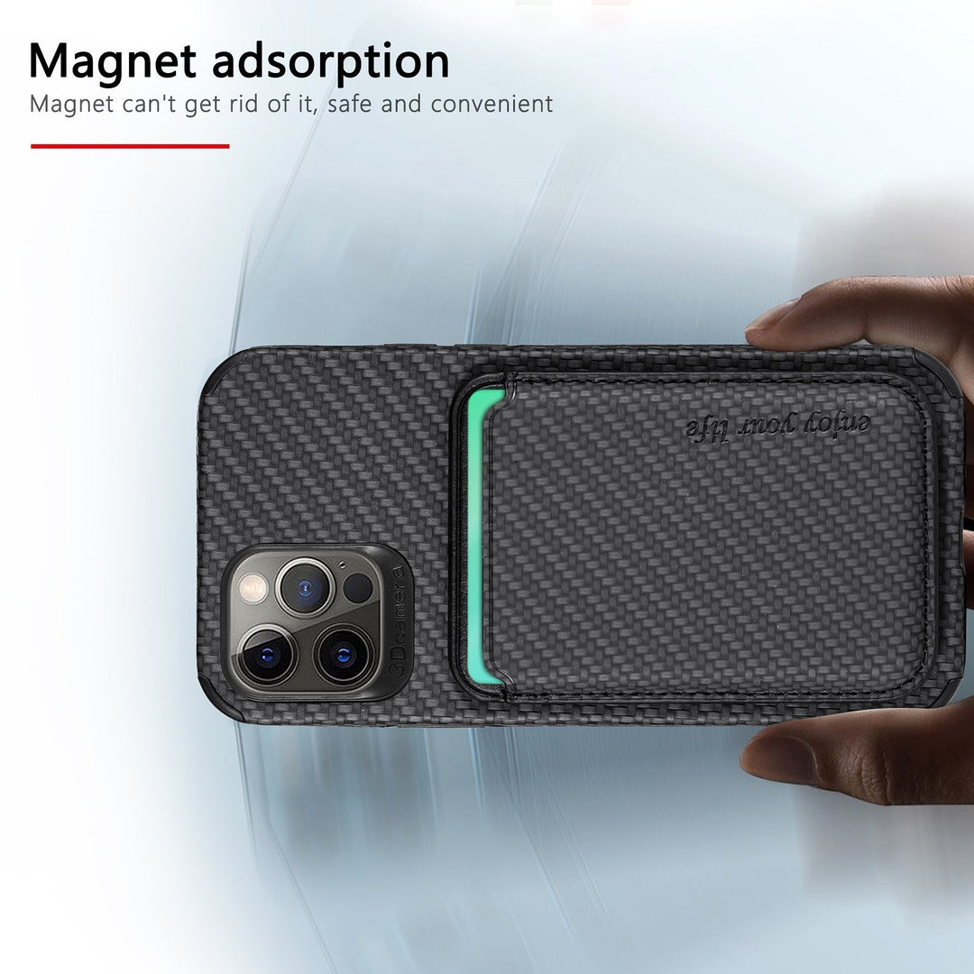 Support de carte magnétique xr coque de téléphone à motif en fibre de carbone