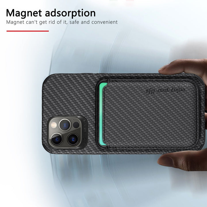 Притежател на магнитна карта XR Калъф за телефон с въглеродни влакна