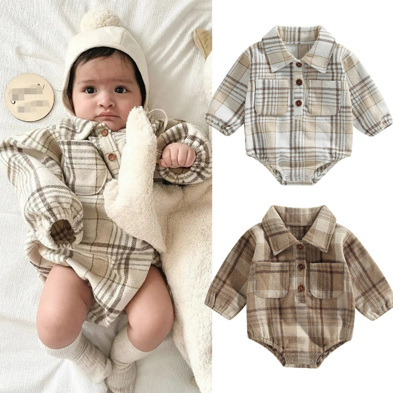 Cute And Creative Baby Plaid Romper