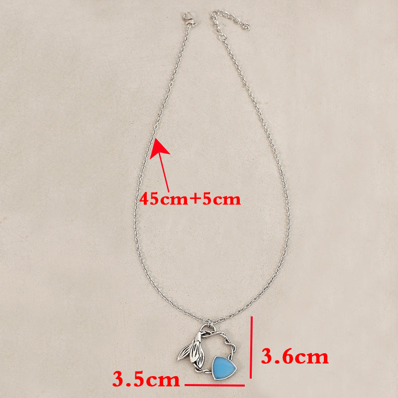 Fashion Simple Orchid Braided Ring Blue Epoxy Women's Necklace