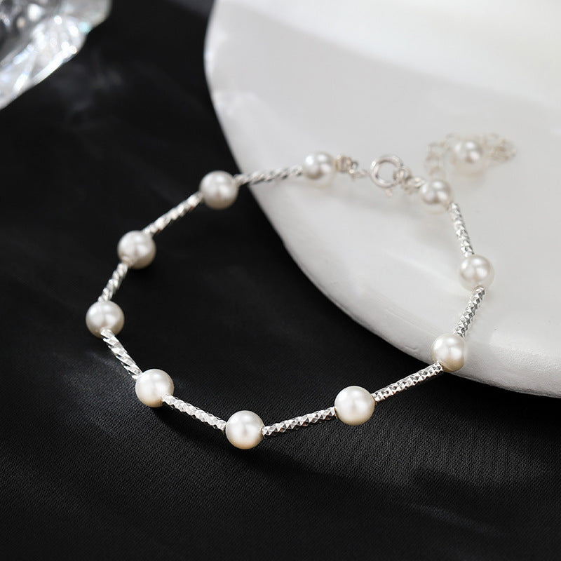 Sterling Silver Starry Silver Pearl -armband voor vrouwen