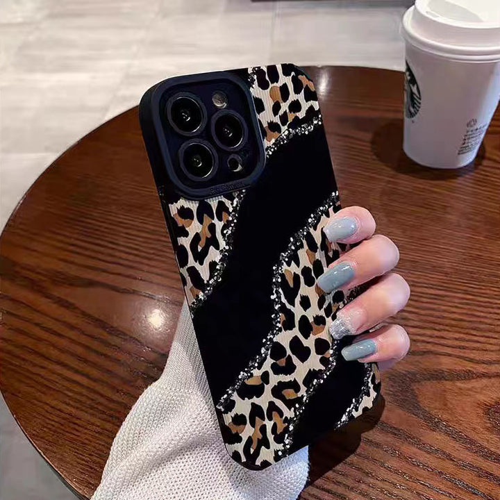 Niche Leopard Vertical Pattern Drop-resistant Phone Case