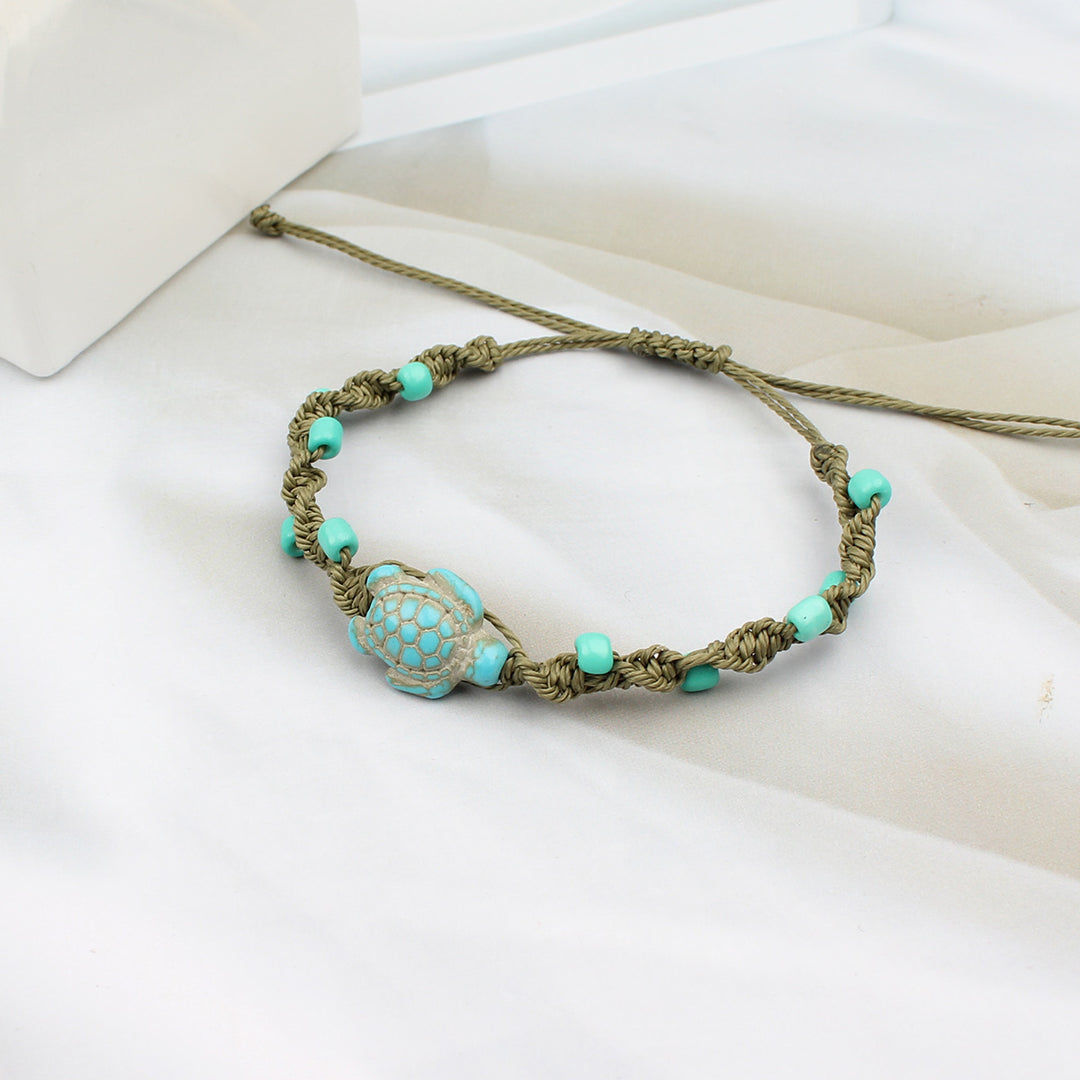 Pulsera ajustable de tortuga turquesa estilo playa