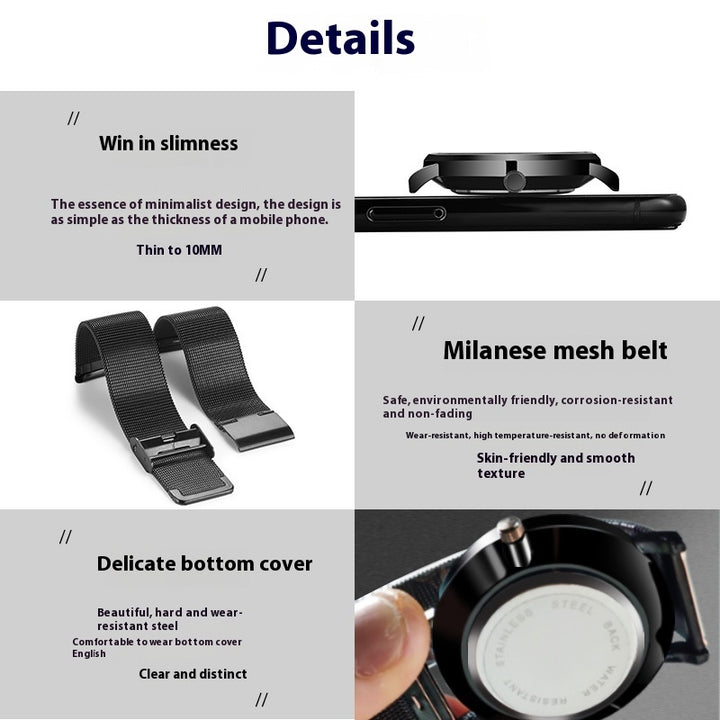 Trade Watch Stylish Black Technology Belt Refined Steel Korean Casual Calendar