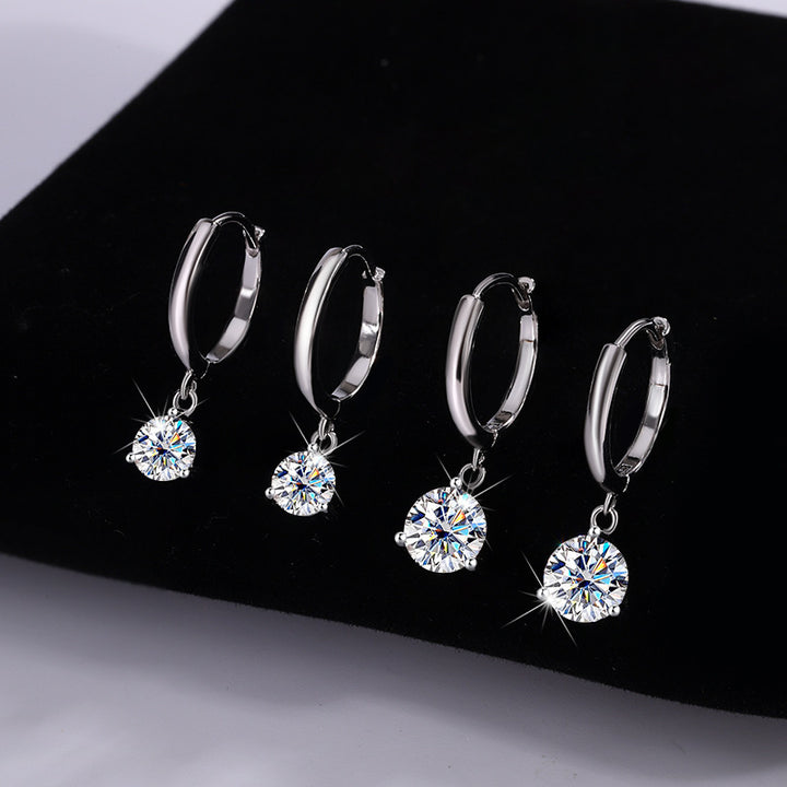 S925 Sterling Silver Three-claw Earrings Moissanite