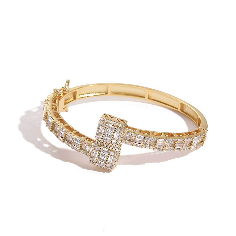 Men's Mixed Inlaid T-Square Zircon Bracelet