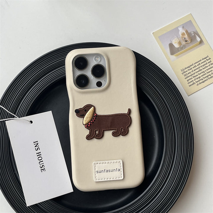 Étui de téléphone pour chiens de saucisse en cuir de haute qualité