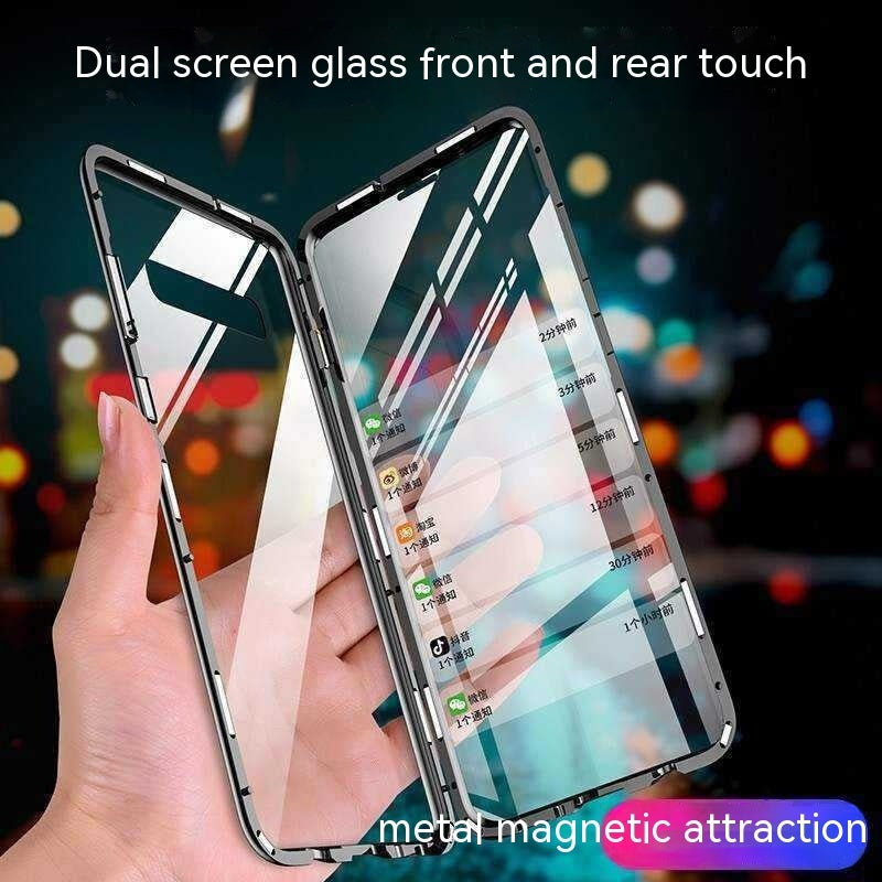 両面ガラス磁気キングメタルフレームオールインクルーシブ電話ケース
