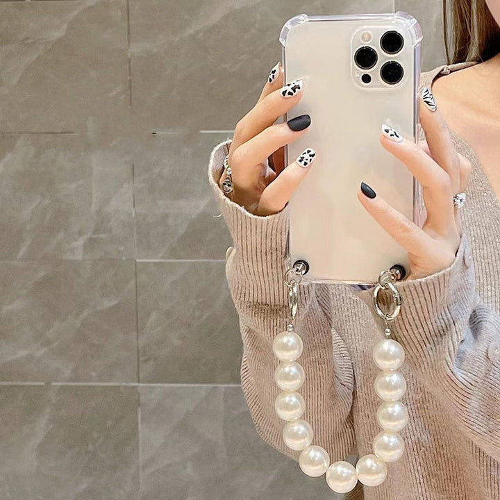 Handgehaltener Perle großer Perle transparentes Telefongehäuse