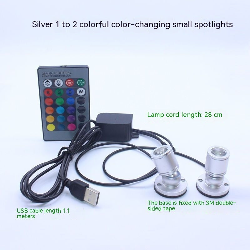 Mini Led Small Spotlight Model Decorative Crystal Fish Tank Colorful Color Changing Light 5V Usb Spotlight