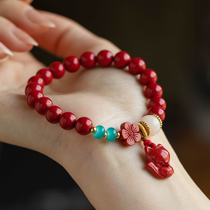 Bracelet de renard de fleurs rouges simples de mode pour femmes