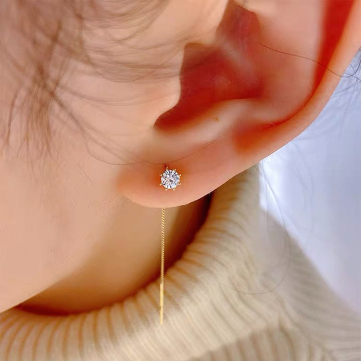 Boucles d'oreilles en glace de zircon brillant élégant en zircon brillant féminin