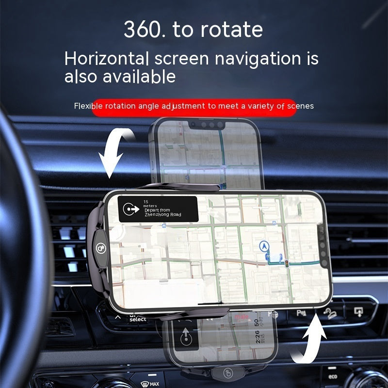 Gjennomsiktig og kreativ linjedesignbil Trådløs lader Mobiltelefonholder Automatisk åpning og lukking av navigasjonsbilforsyninger