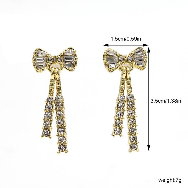 Yay şeklindeki elmas kristal küpeler, şık ve zarif, Koreli yeni moda tasarım küpeleri