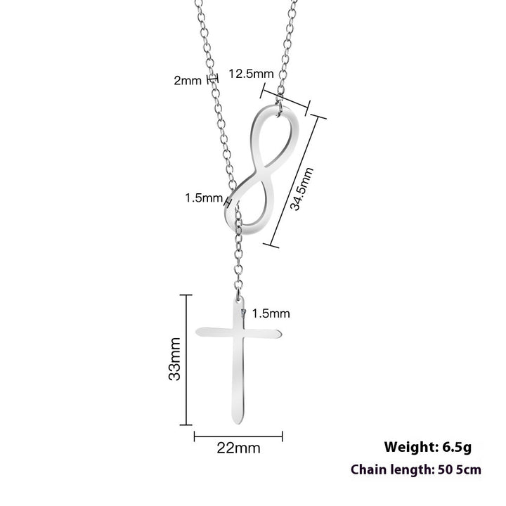 Collier à étagère croisée en acier inoxydable à 8 mots Simple