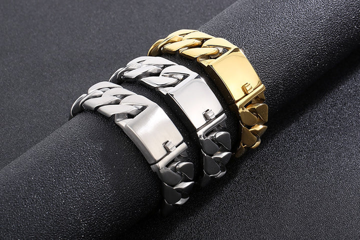 Mode titanium staal dunne Cubaanse link ketting armband roestvrijstalen ornament