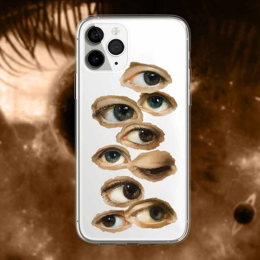 Handgezogene Augenhülle mit weichem Telefon