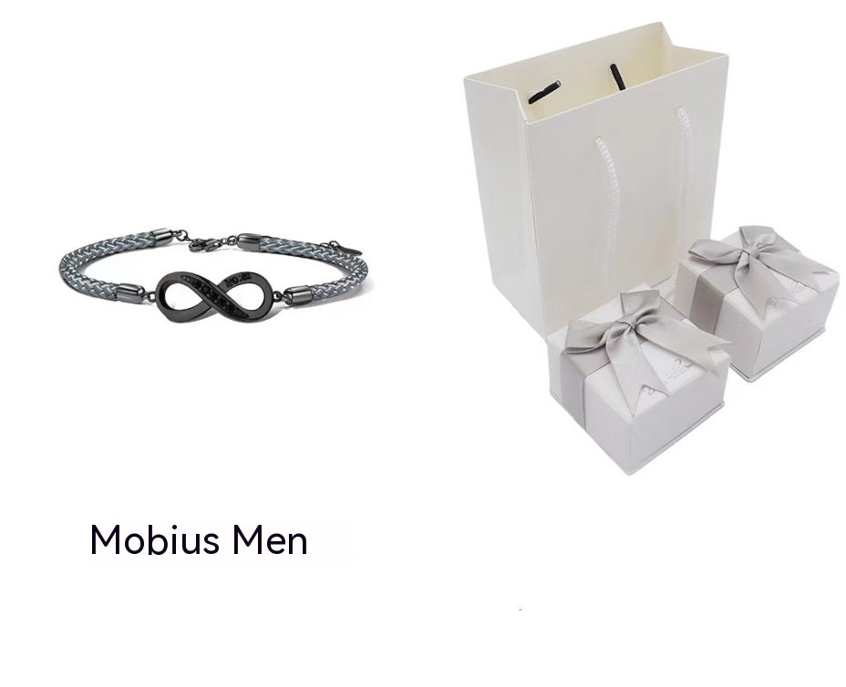 Mobius Ringカップルブレスレットスターリングシルバーペア