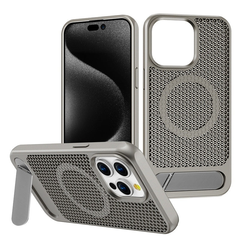 Bracket Phone Case Suitable Grid Cooling Magnetic Suction