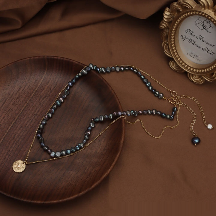 Diseño original Collar de perlas de agua dulce Natural cadena de clavícula Serie de lujo de luz gemela