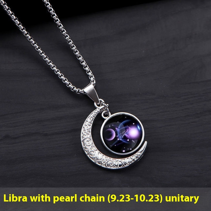 Titanium Steel Moon Pendant Twelve Constellations Necklace