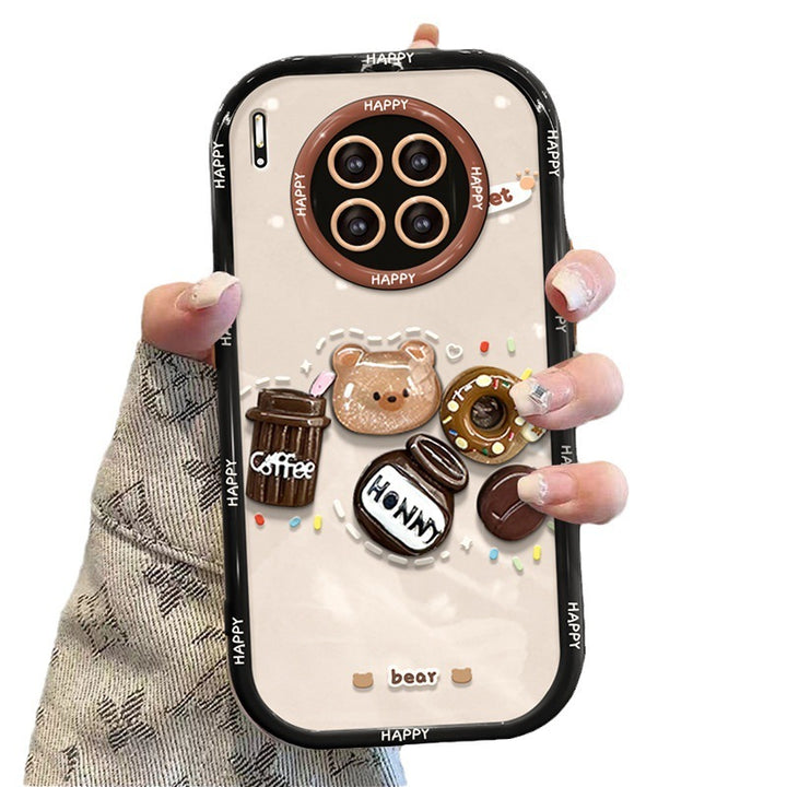 Coffee Bear Case de téléphone résistant à la poupée en trois dimensions