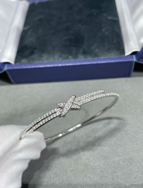 925 Airgead Sterling Shangmei Cross Bracelet Diamond Iomlán