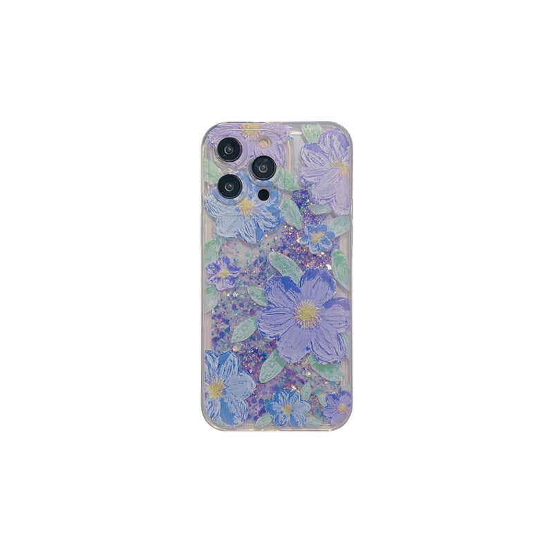 Lankachtige olieverfschilderij Flower Quicksand Phone Case