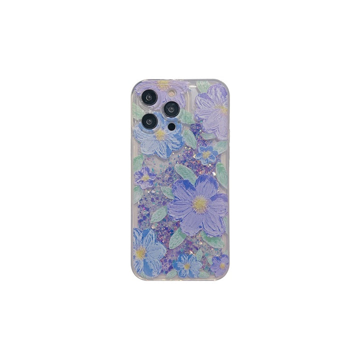 Luminous Oil Painting Flower Quicksand Phone Case