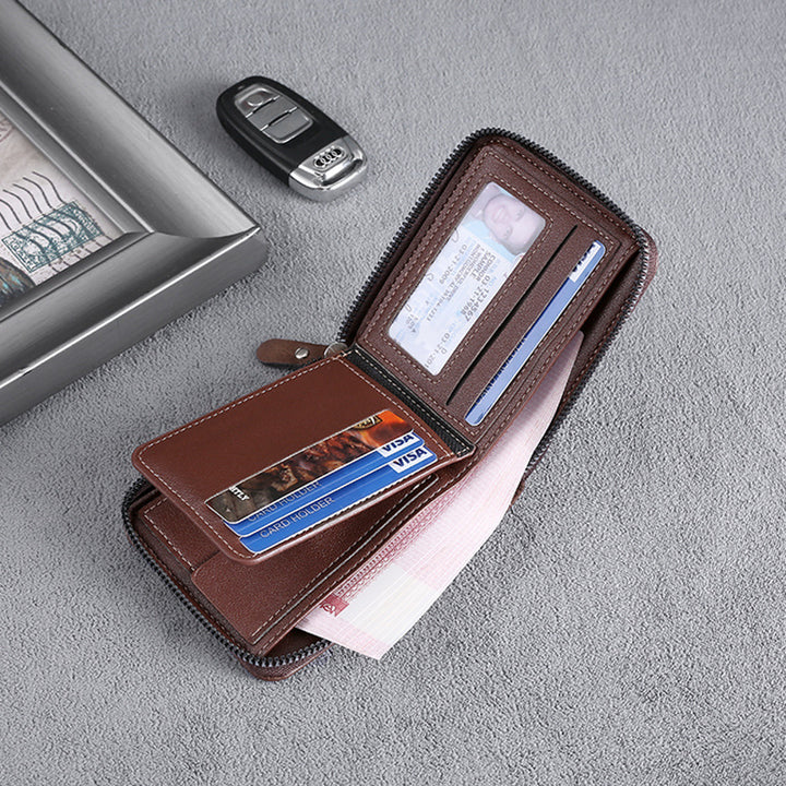 Letter Printing Zipper Wallet European American Style Multiple Card Slots Stitching Pu Purse