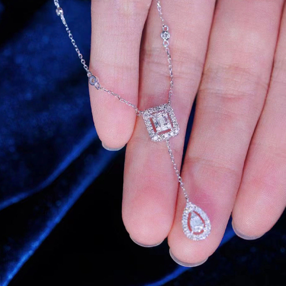 Rosegull høyt karbon diamantvann dråpe fjellkjede for kvinner