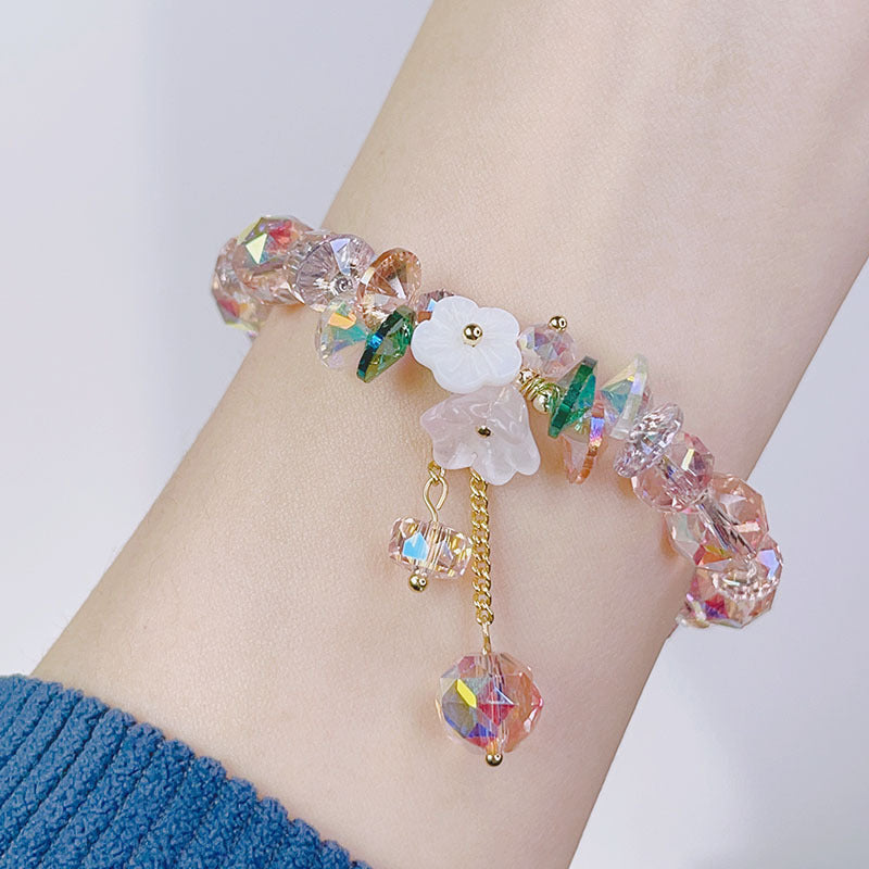 Big Petal Colorful Flower Crystal Bracelet Fashion