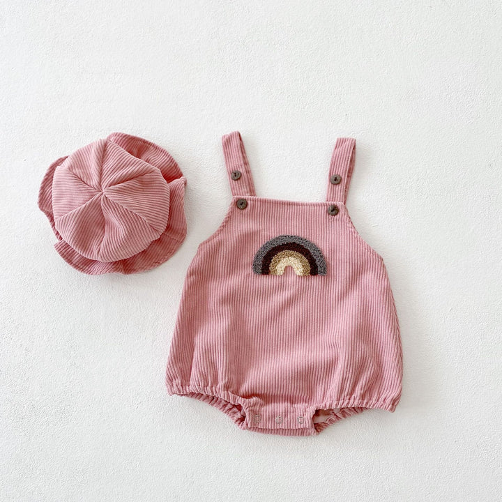 Mannelijke en vrouwelijke baby corduroy regenboog sling romper tas scheet kleding