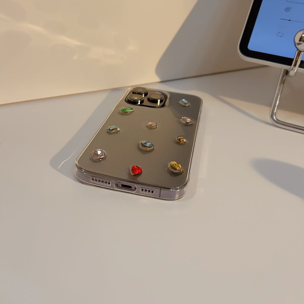 Tredimensionell färgglad kristallepoxig mjuk mobiltelefonlåda