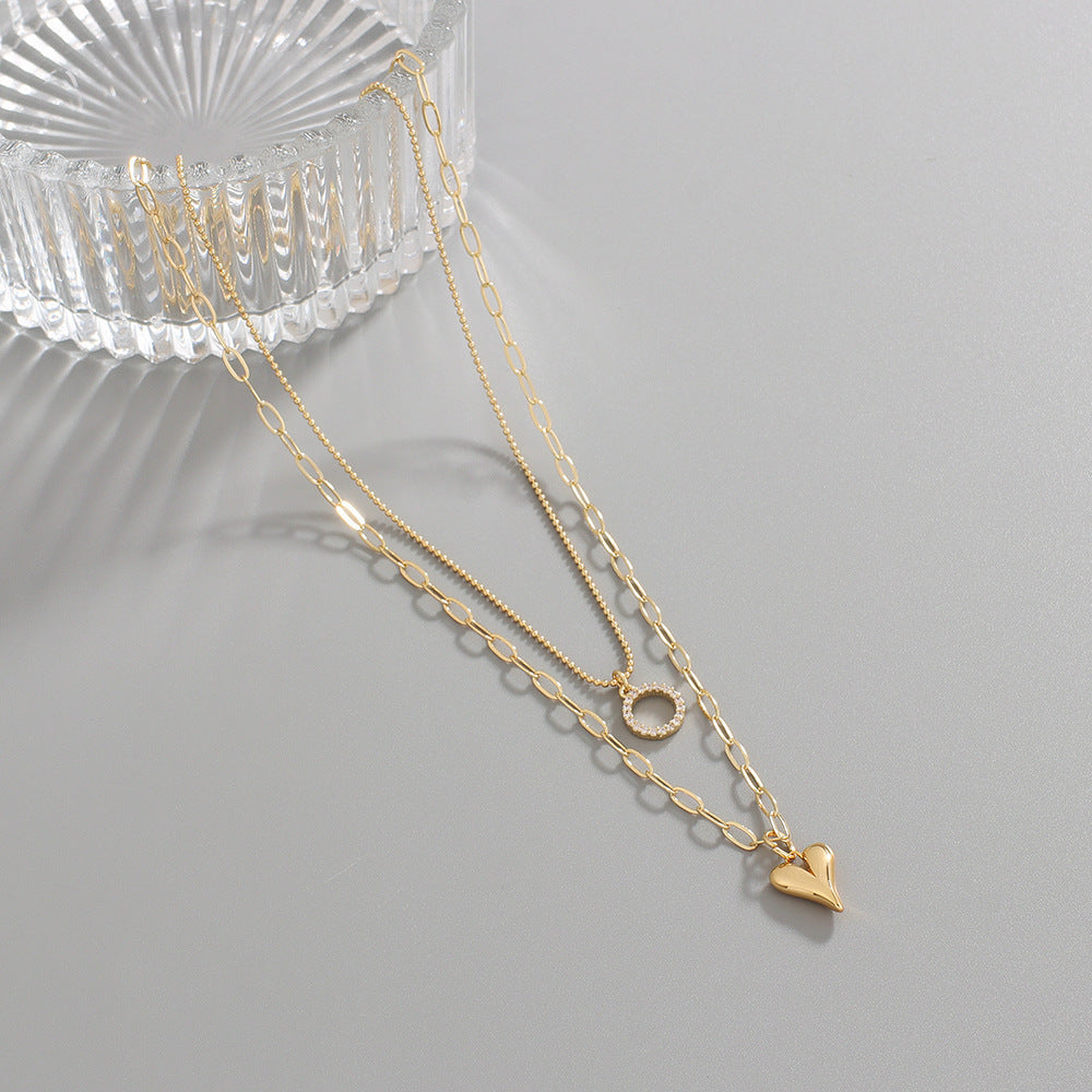Copper Fashion Double Chain Collarbone Necklace