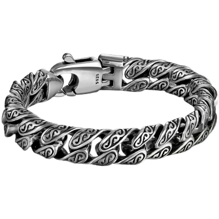 Tangcao Pattern Silver-plated Bracelet For Men Thick Type