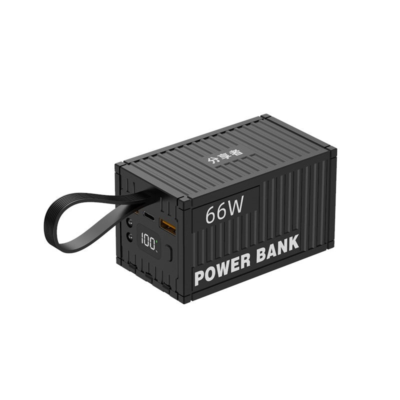 Kreativ stor kapacitetsbehållare med linje 66W Super Fast Power Bank 20000 MA Mobile Power Supply