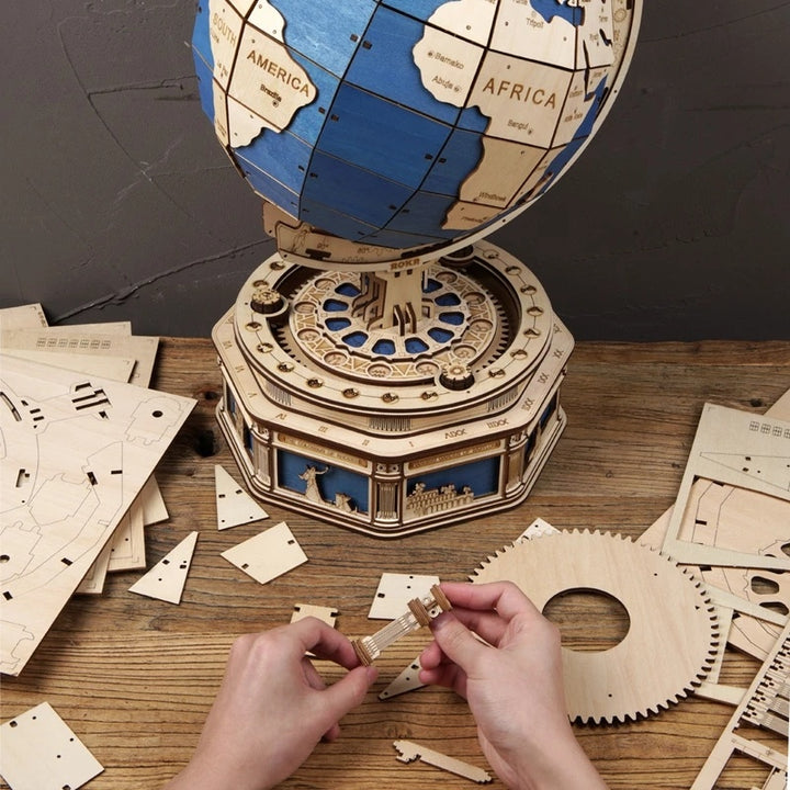 RoboTime Globe Earth 567pcs 3d Holz Puzzlespiele Ozean Karten Ball Montage Modell Spielzeug XMS Geschenk für Kinder Jungen Dropshipping