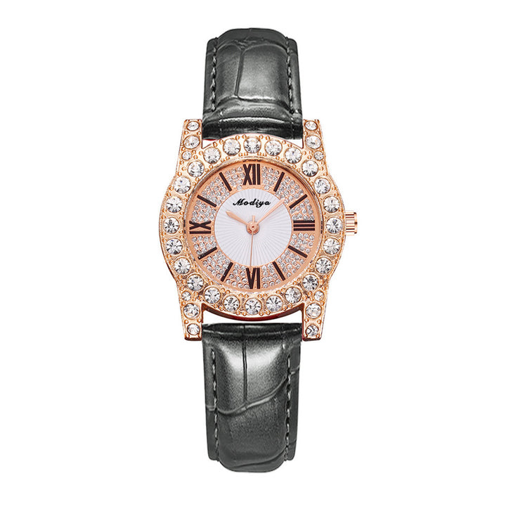 Koreaanse in Koreaanse in dames in diamant-ingebedde creatieve horloge met Romeinse schaal