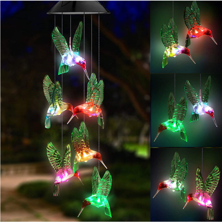 Utendørs solvind Chime Lamp Hummingbird Butterfly Ball Wind Chime Garden Dekorasjon