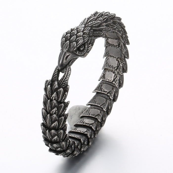 Creative Snake-shaped Eagle Punk Distressed Black Exaggerated Olecranon Titanium Steel Men's Bracelet