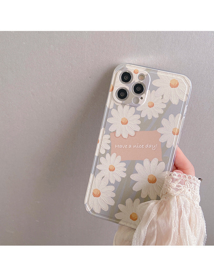 Transparent Side Oil Painting Daisy Silicone Phone Case