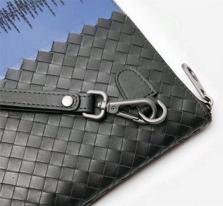 Men's Versatile Waxing Calf Skin Handmade Woven Men's Bag Trendy Fashion Clutch