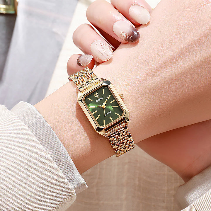 Fashion Simple Square Steel Strap Woman's Watch