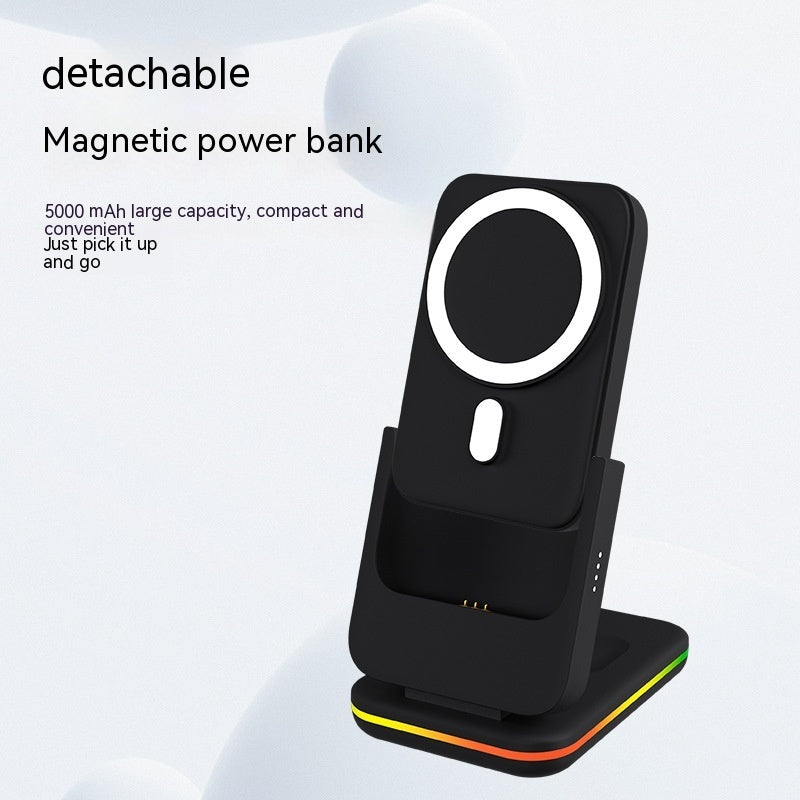 Magnetic Three-in-one Wireless Charger Electrical Magnetic Power Bank 5000 MA Magnetic Wireless Charger