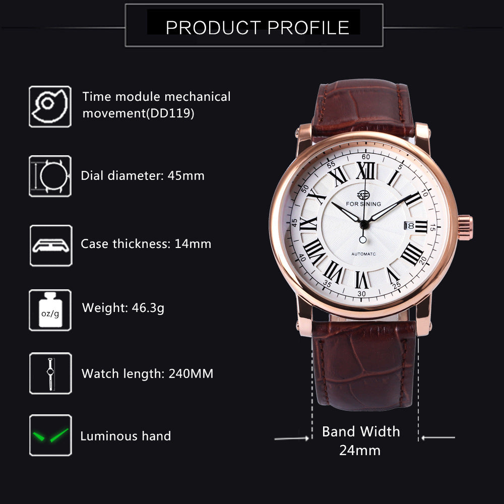 Reloj mecánico casual hueco casual de estilo europeo americano