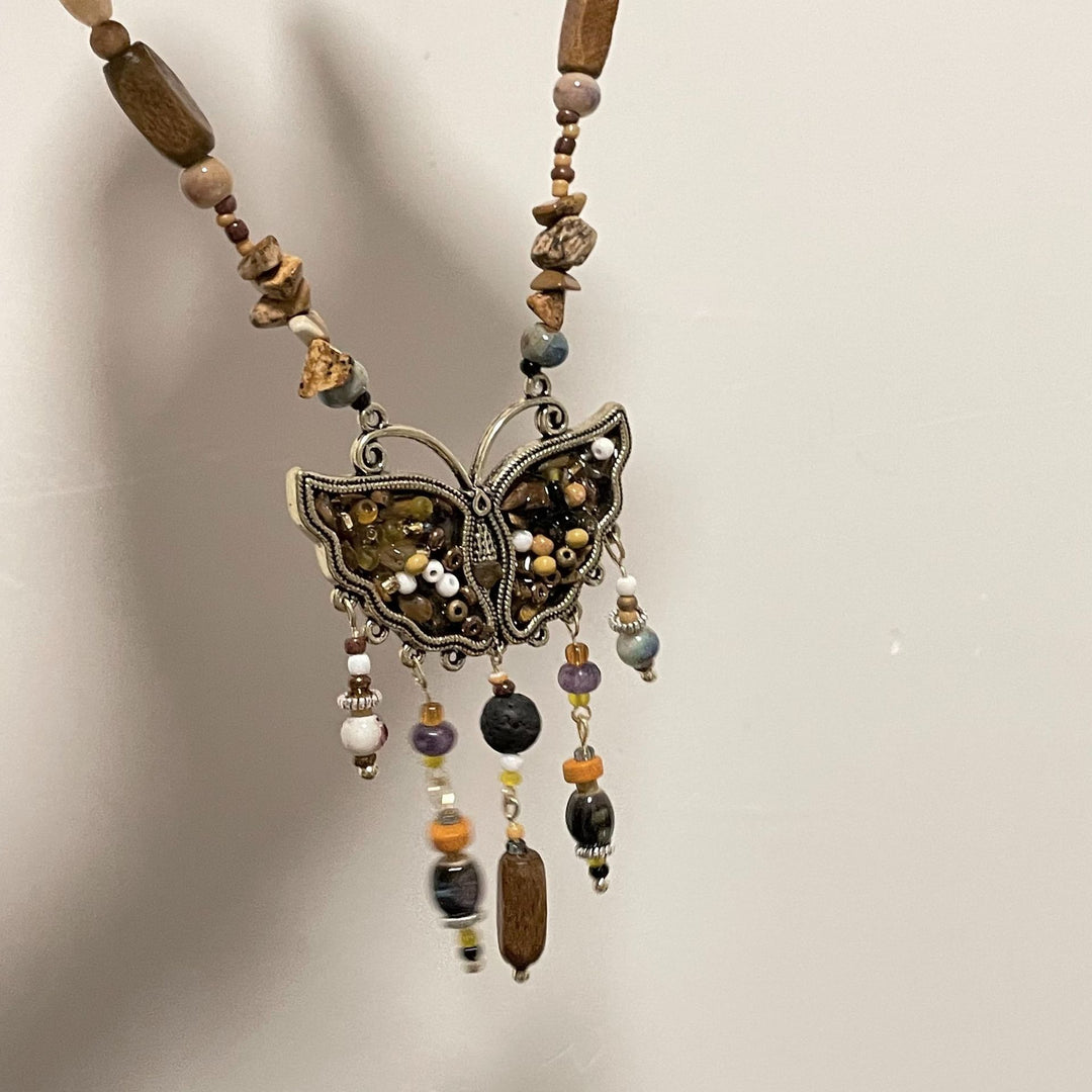 Бабочка кисточка натуральное каменное ожерелье Женщины